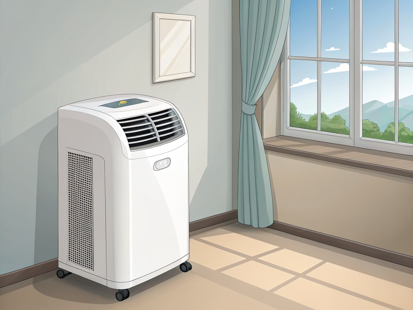 Climatisation monobloc portable dans un salon